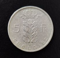5 Francs Münze Belgien 1948