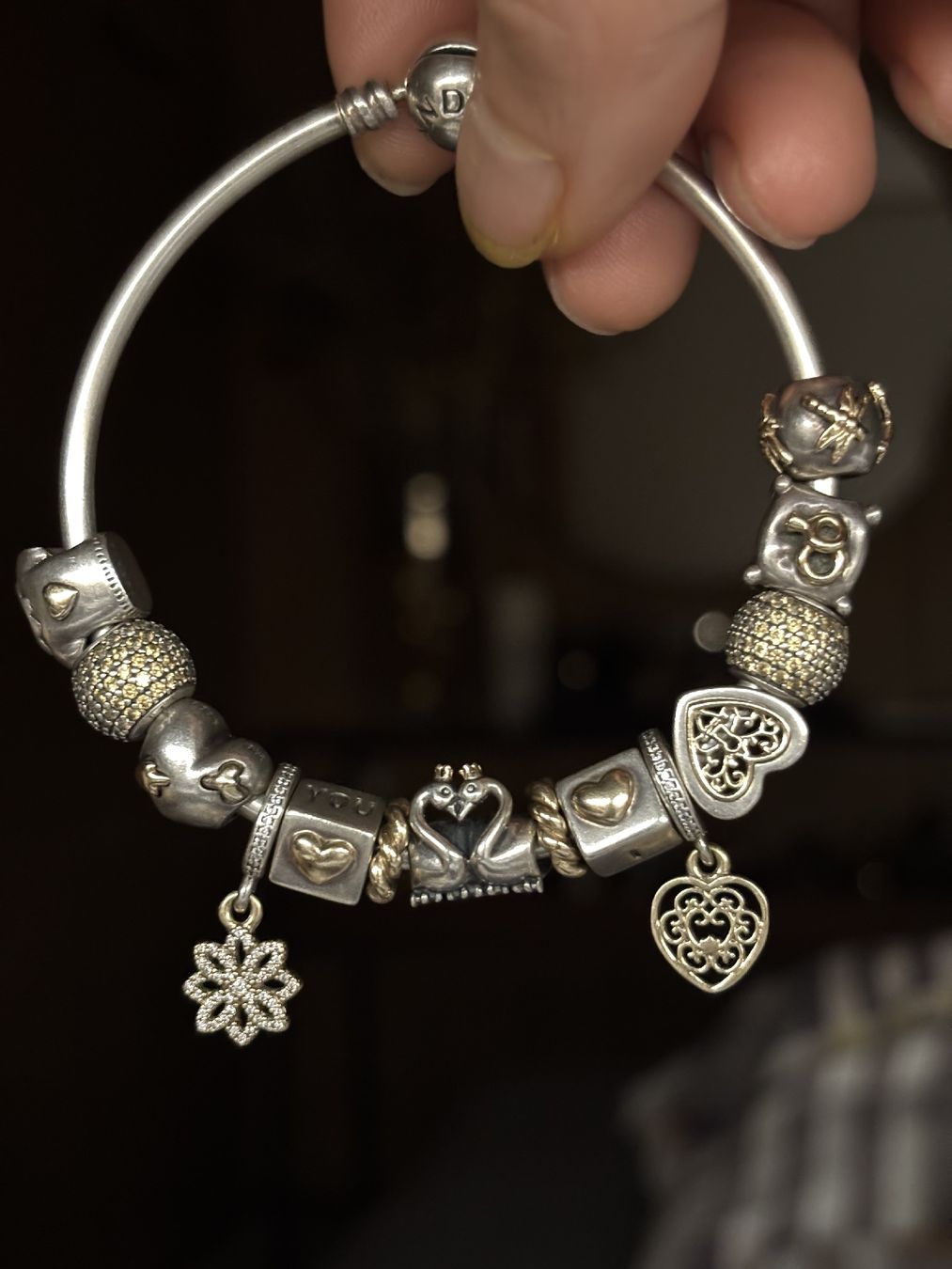 Pandora Bracciali & Braccialetti: Pandora Armreif  Charms, Bicolor Gold Silber – Usato da Gelterkinden venduto da Regiorider