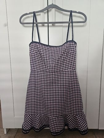 Red Valentino Kleid kariert mit Rüschen rosa blau