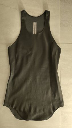 Rick Owens Black Scoop Neck Leder Tank Top Grösse 46 (XS)