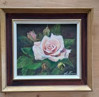 Oelgemälde Rosen Motiv, mit Holzrahmen 31x41 cm