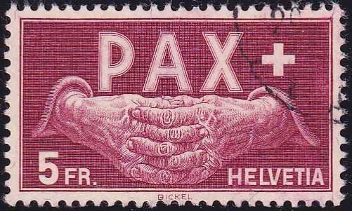Tutti i francobolli: 1945, 5 FR. PAX Nr. 273, feiner Eckstempel, fehlerfrei. – Usato da Aesch BL venduto da toffifee09