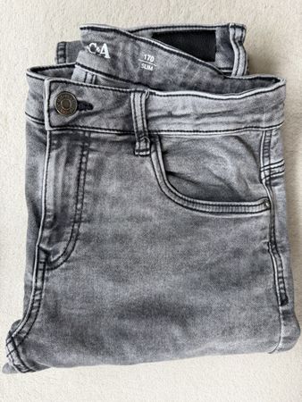 Jeans von C&A, Gr. 170, Skinny, grey denim.