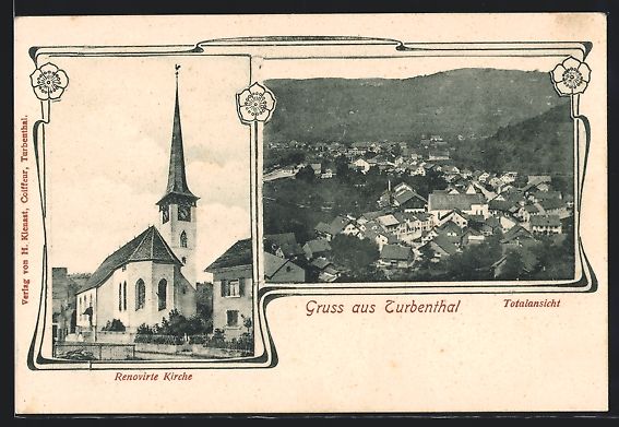 Cartoline postali: Turbenthal, Totalansicht, Renovierte Kir – Usato da Berlin venduto da bartko-reher