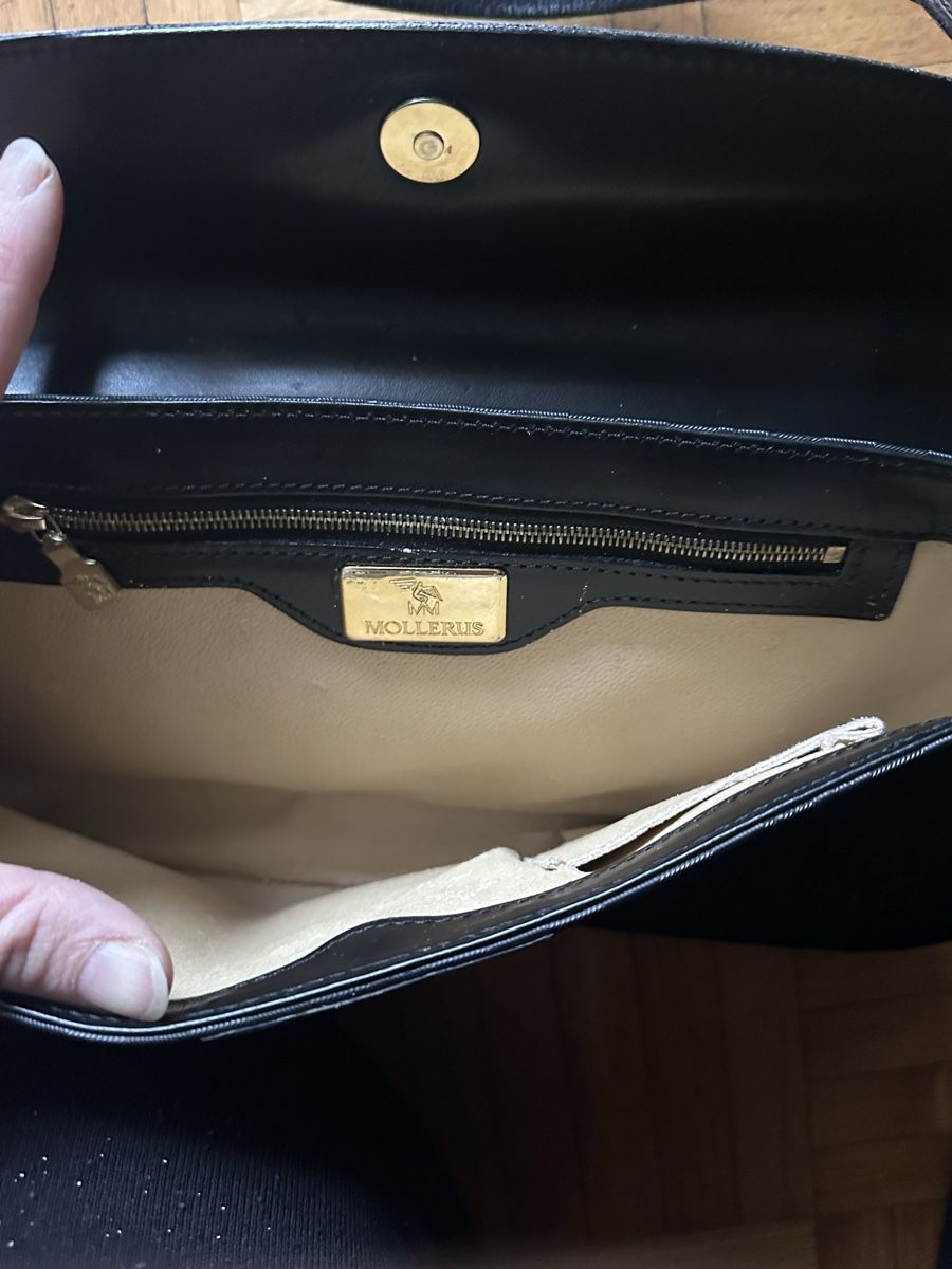 Maison Mollerus Borse da donna: Maison Mollerus Schultertasche schwarz Leder Canvas – Usato da Winterthur venduto da whatdreamz 4