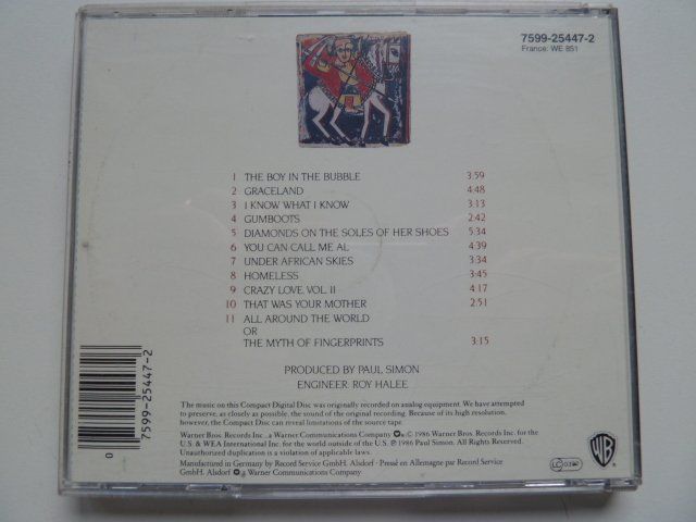 CD: Paul Simon - Graceland – Usato da Au ZH venduto da sikoku 2