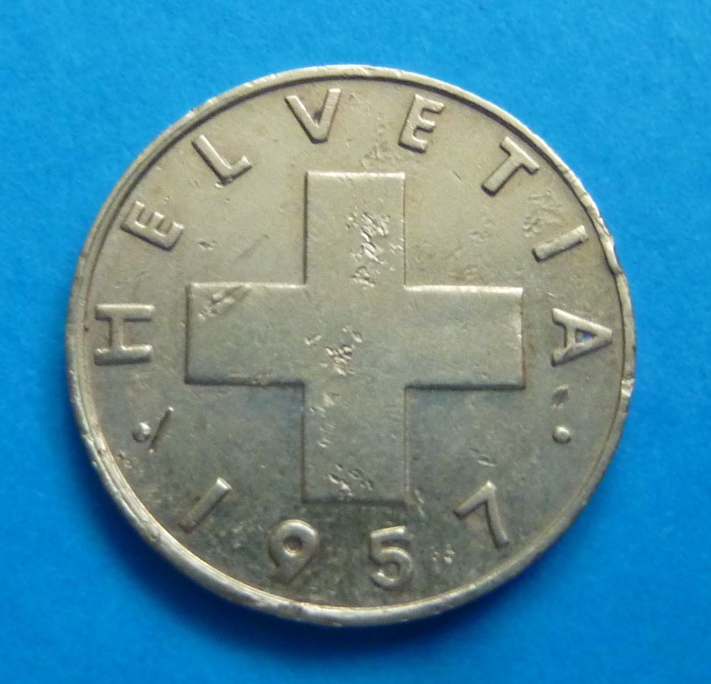 Alle Münzen: 1 Rappem 1957 (2 Stk.) – Gebraucht aus Niederglatt ZH von Viktor1949 1