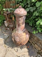 Gartenofen Terrakotta Traubenmuster Dekoration guter Zustand