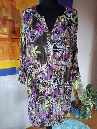 Tunika Damen M L Boho Lila Braun luftig & leicht 4000 trendy