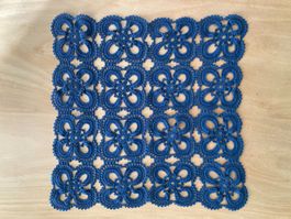 Spitzendeckchen Häkeldeckchen Handarbeit gehäkelt blau