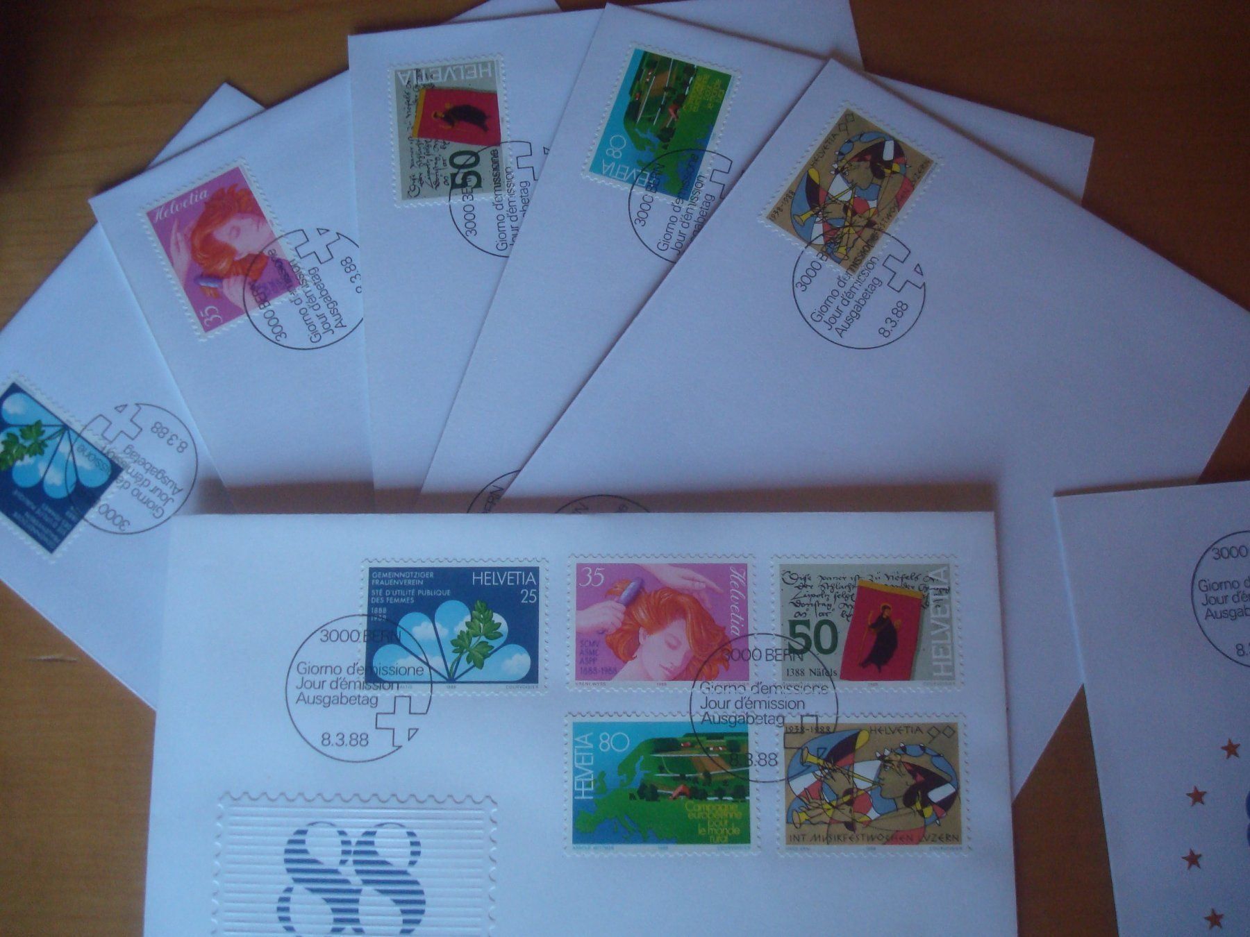 Tutti i francobolli: CH 1988 FDC Serie einzeln und 4er – Usato da Gordola venduto da Polentaefung 1