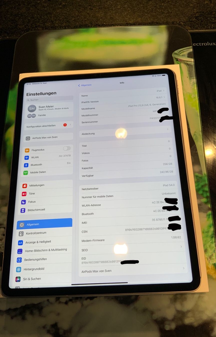 Apple Tablet PC: iPad Pro 12.9“ 6th Gen. 256GB Cellular+ APPLE CARE PLUS – Gebraucht aus Degersheim von  3