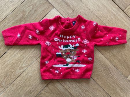 Baby Weihnachtspullover Gr. 56/62 mit Rentier Motiv