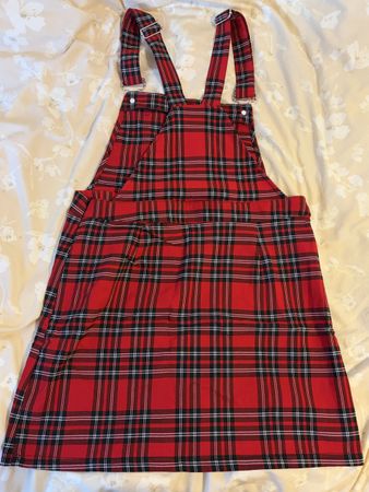 Plaid Pinafore Dress L