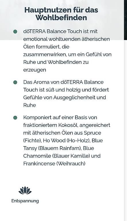 Doterra Oli essenziali: Dõterra Balance Touch – Nuovo e nell'imballaggio originale da Lyss venduto da Infinia 2