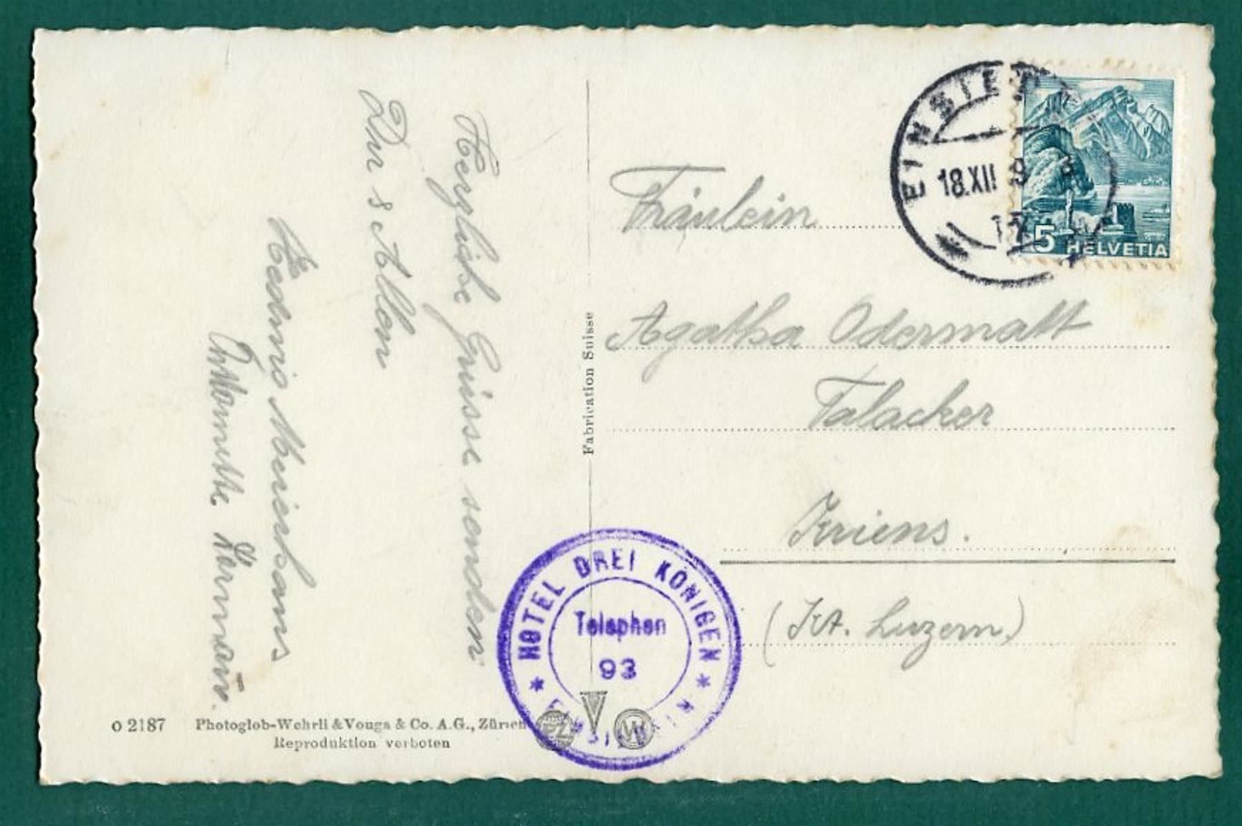 Ansichtskarten: Maria Einsiedeln, gelaufen, ca, 1939 – Gebraucht aus Sargans von Hausi1951 1
