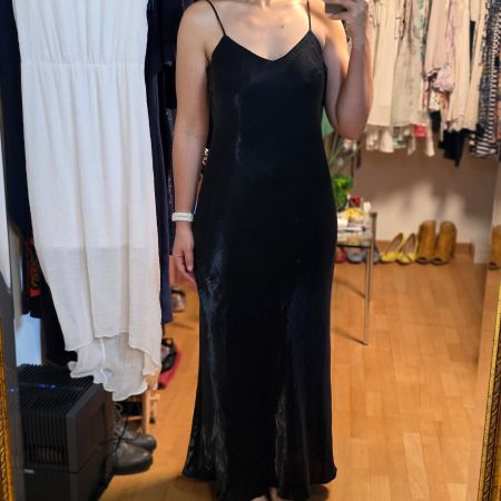 Schwarzes langes Kleid glänzend – elegant 40/L