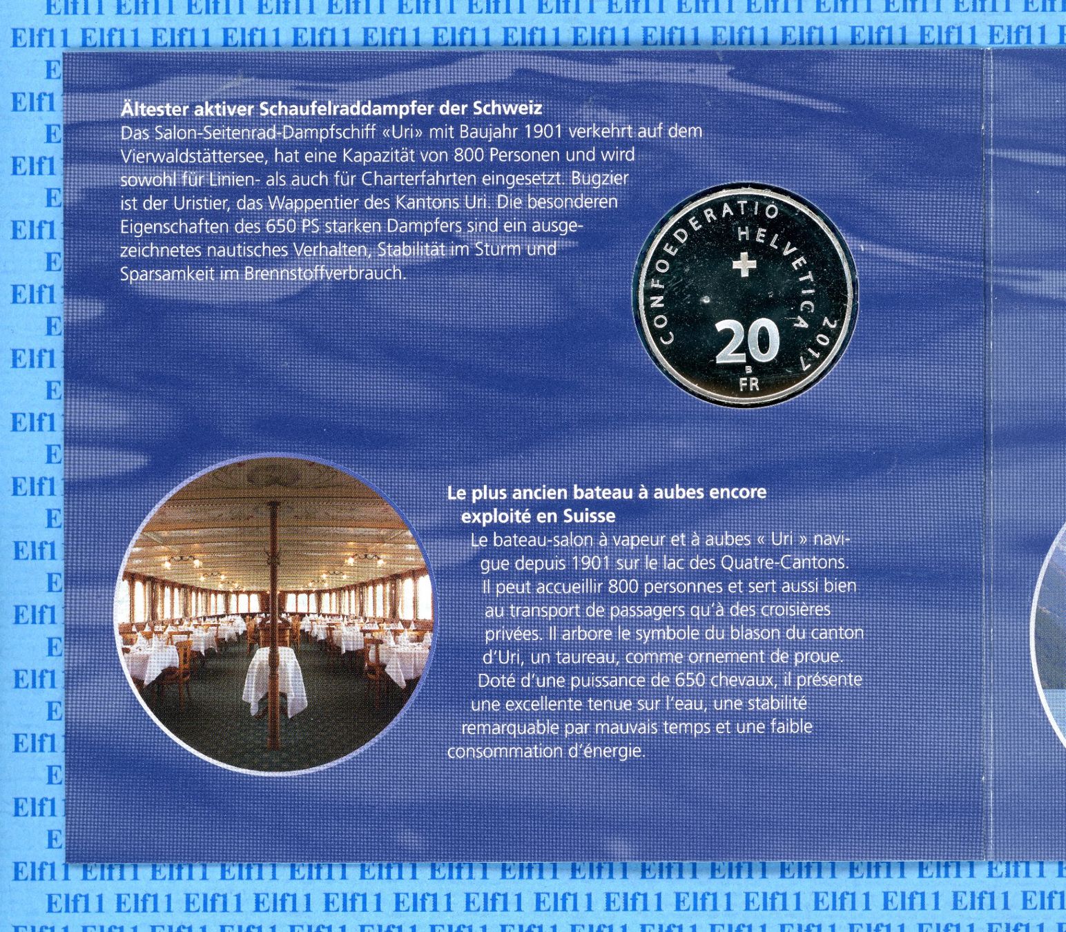 Tutti le monete: CHF__20.00 2017 Dampfschiff Uri im Folder stgl 20 Franken – Nuovo e nell'imballaggio originale da Widnau venduto da Elf11 2