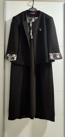 Damen Kleid mit Bolero schwarz weiss florales Muster