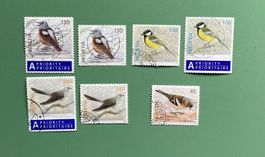 Schweizer Briefmarken Vögel, gestempelt mit A - Kleber