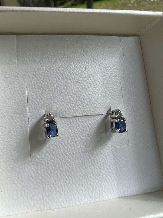 Blue tourmaline stone & white cristal silver Earrings Kaufen auf Ricardo
