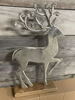 Weihnachten Hirsch klein aus Aluminium/Holz/Deko/Neu/OVP