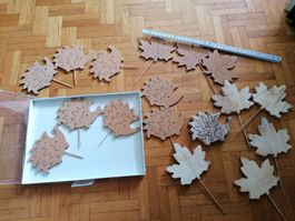 Wooden Autumn Decorations Hedgehog Leaf Set New