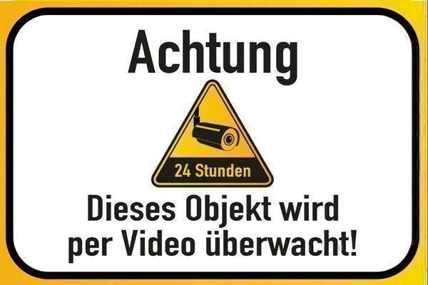 Insegne: Blechschild-ACHTUNG-OBJEKT WIRD VIDEOÜBERWACHT – Nuovo e nell'imballaggio originale da Rupperswil venduto da big-one-sale