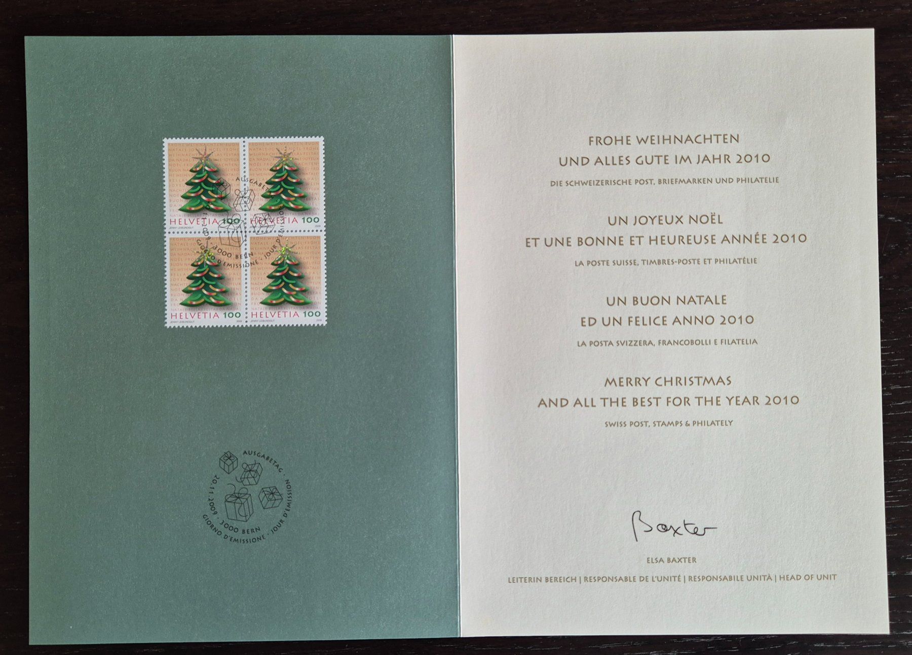 Tutti i francobolli: Weihnachtskarten mit Briefmarkenblock 2009 + 2011 – Usato da Buus venduto da papillon098 2