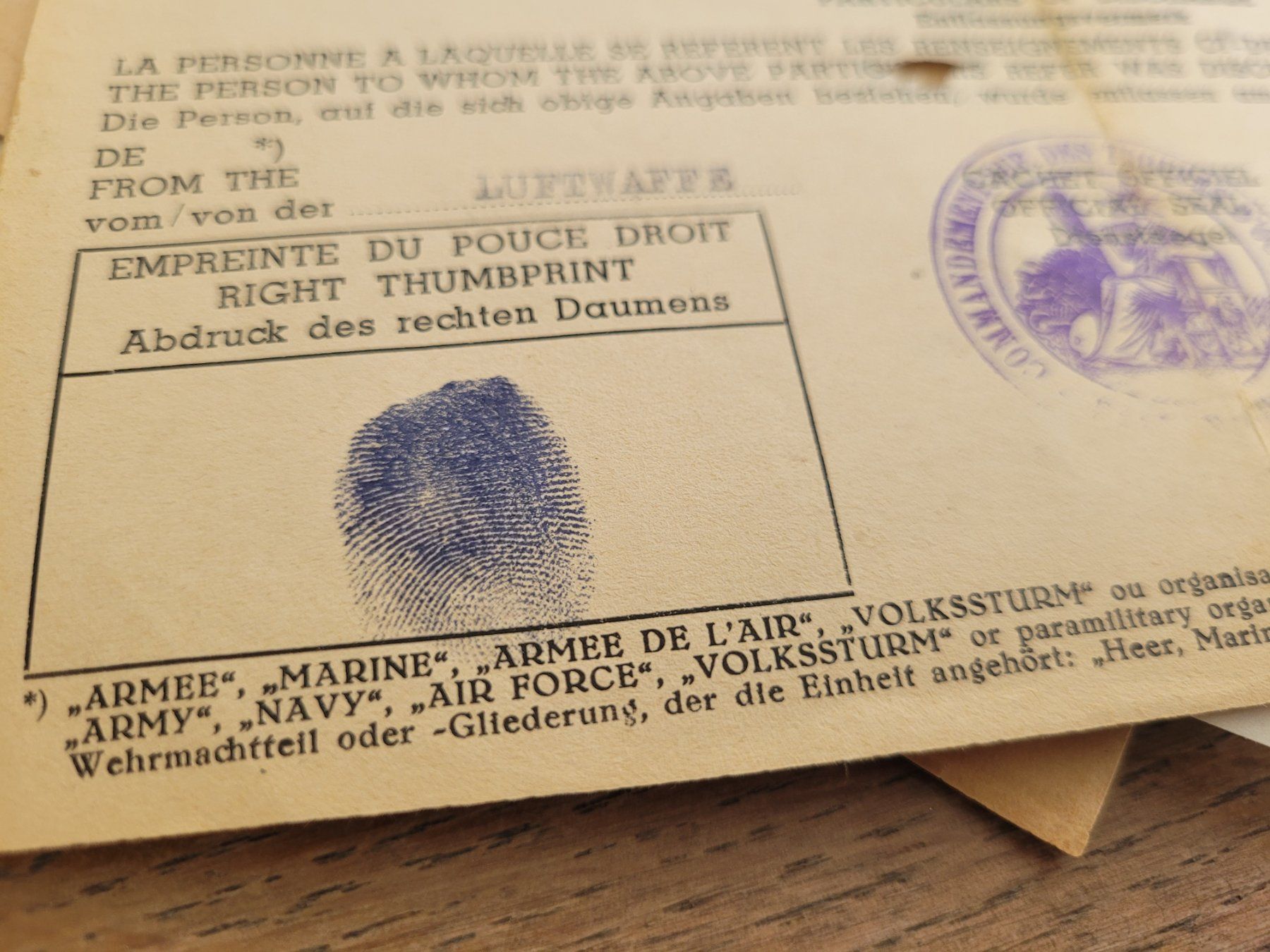 Armi bianche: Gefangenschaft Nachkrieg 1946 – Usato da Kriens venduto da KTP 2