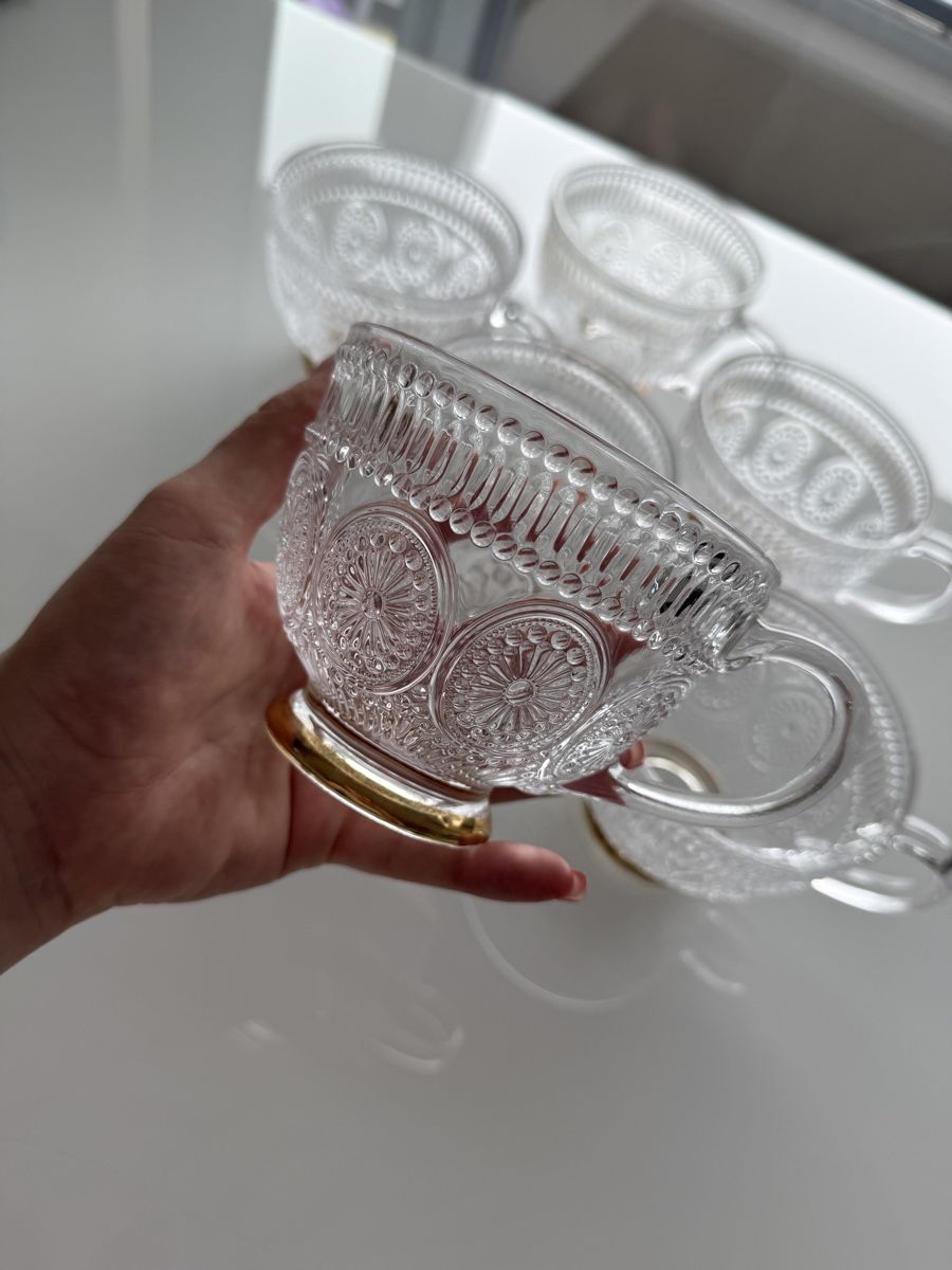 Tazze: Elegant Glass Tea Set - Six Cups - Summer – Nuovo (secondo la descrizione) da Uerkheim venduto da dam_x96b 2