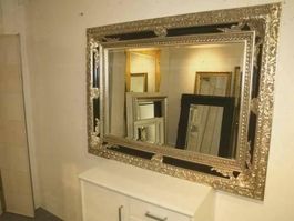 Spiegel BENEDICT silber schwarz 90 x 120 mit Facette