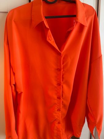 Knallorange Langarm Bluse Grösse XL Neu