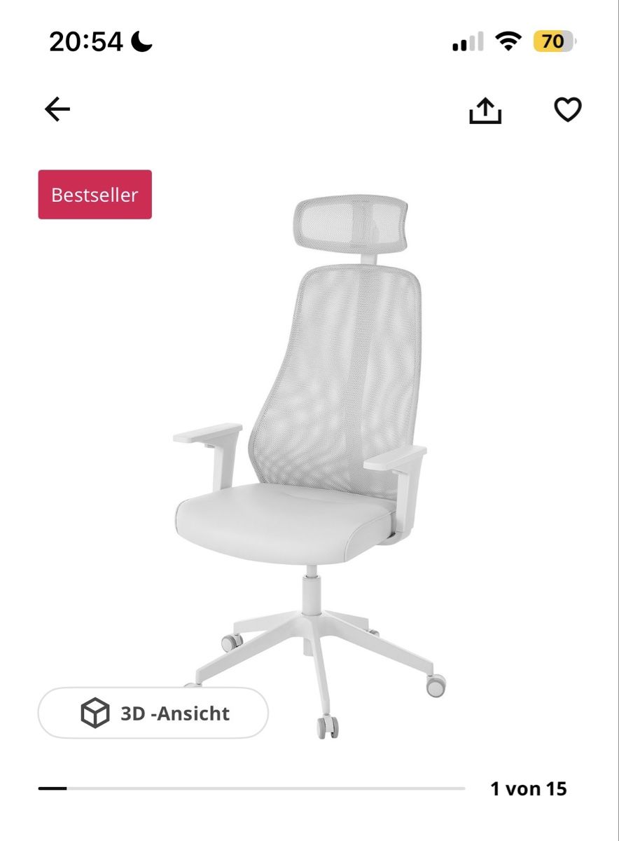 Ikea Sedie: Ergonomischer Bürostuhl in Weiss – Usato da Dübendorf venduto da bol_wv95 1