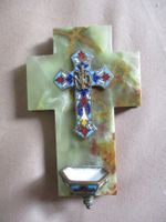 Antikes Ostkirch Kruzifix mit Weihwassergefäss Cloisonne