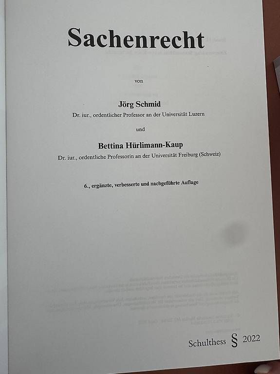 Libri: Sachenrecht Schmid/Hürrlann – Usato da Maienfeld venduto da monibo 1