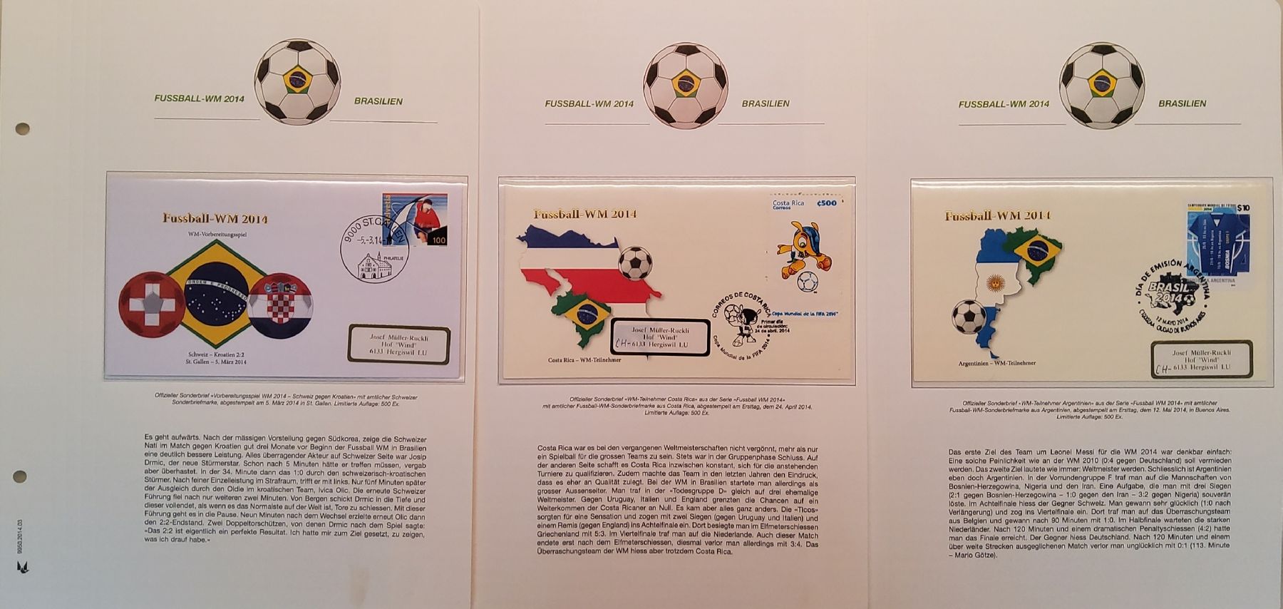Tutti i francobolli: Fussball WM 2014 - Los 2 - 17 Briefe – Usato da Buchrain venduto da mue_kru 2