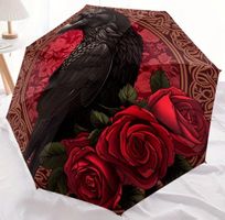 Rote Rosen-Krähen-Faltregenschirm