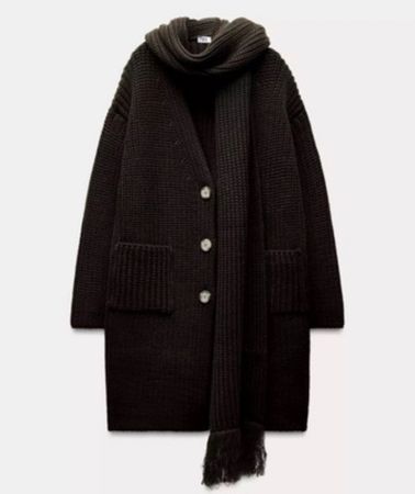 Strickmantel Zara braun Gr S neuwertig mit Schal Mantel Jack