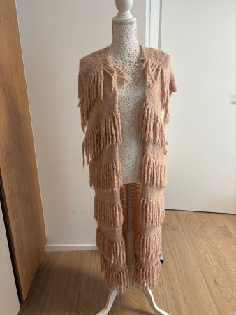 Wunderschönes Boho-Fransengilet lang nude neu
