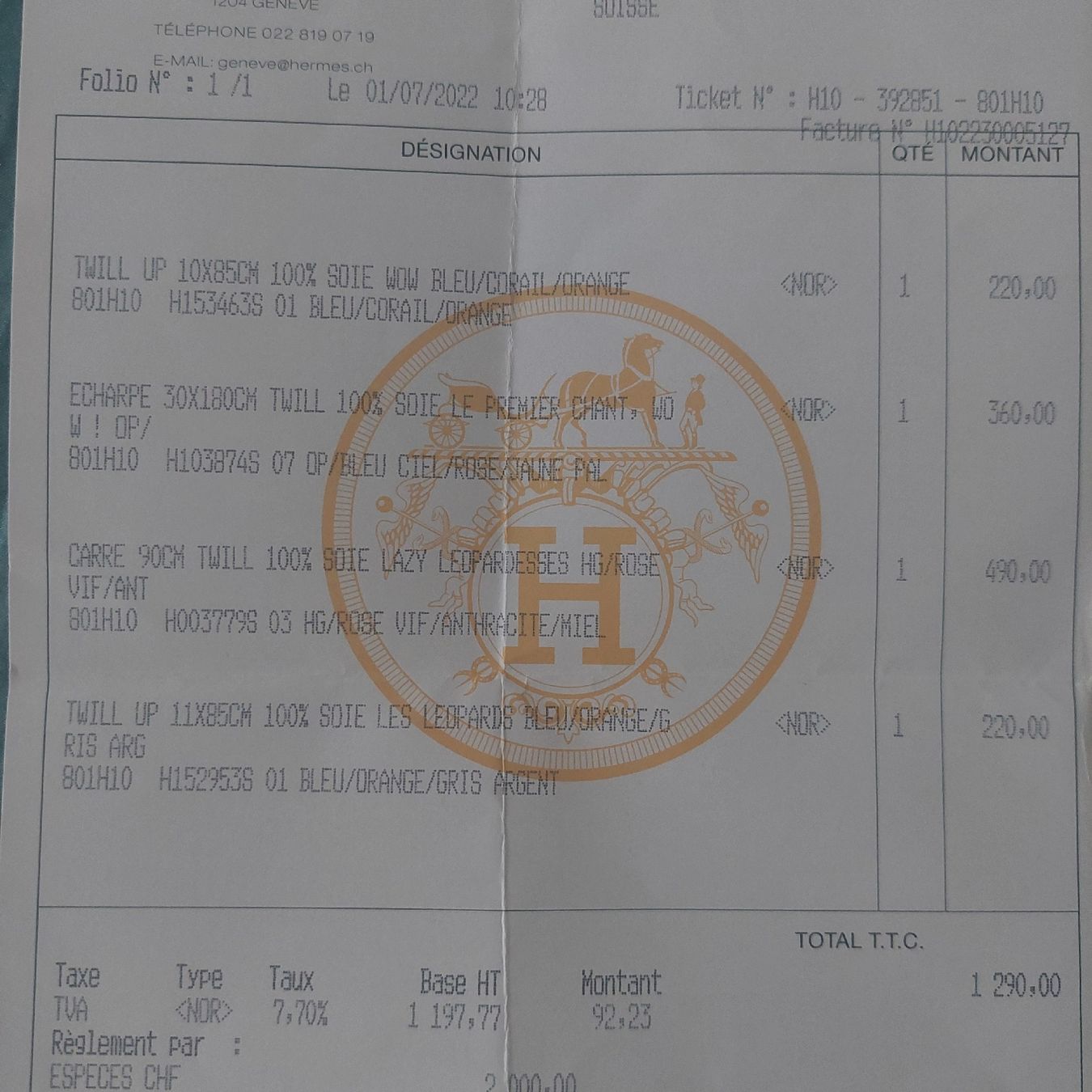 Hermès Foulard & Sciarpe: Carré Hermès Lazy Leopardesses neuf, 90 – Nuovo e nell'imballaggio originale da Genève venduto da s_t_z8jl 8