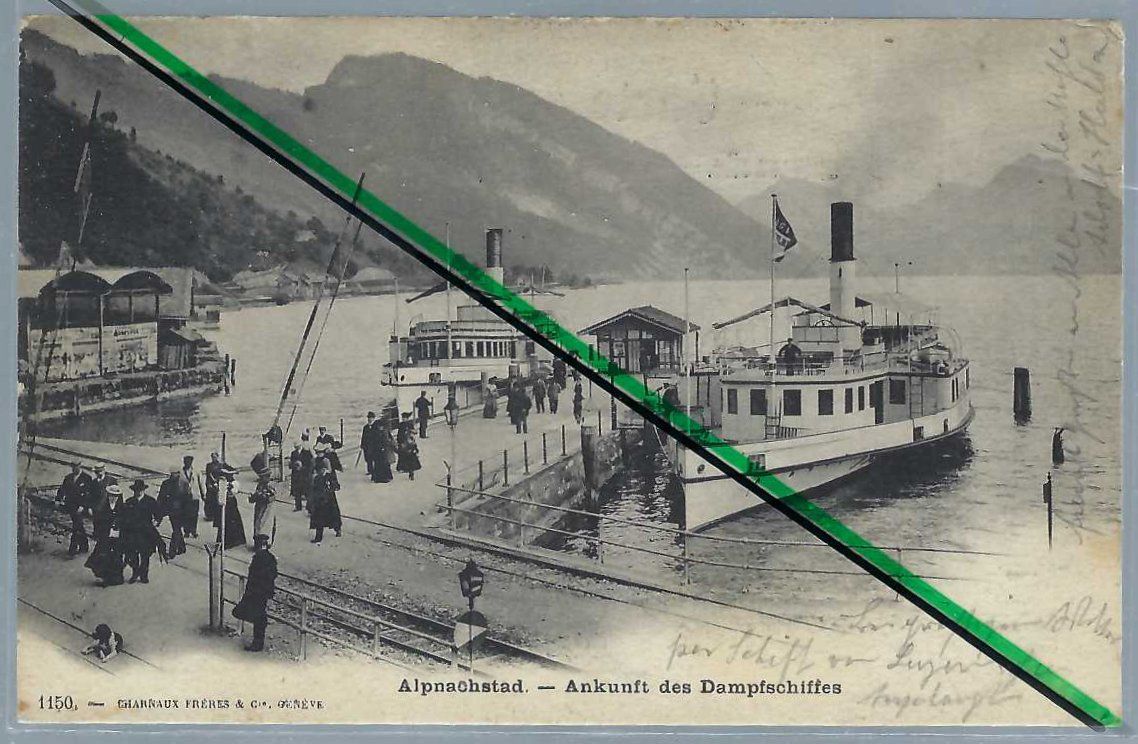 Cartoline postali: Alpnachstad. Dampfschiffe 'Gotthard' und 'Winkelried'. – Usato da Horw venduto da SwissSteamMemories