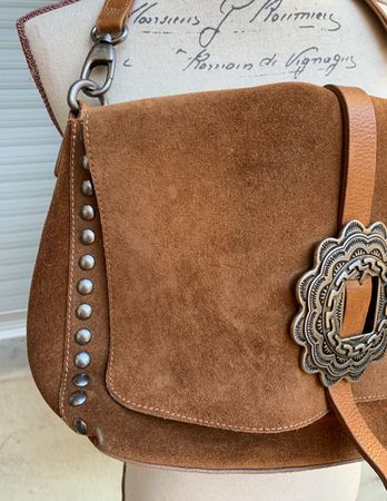 Superbe sac cuir REHARD 100%vraie peau de daim boucle métal