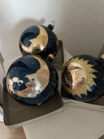 Set mit 3 Christbaumkugeln Sonne Mond Sterne Blau/Gold