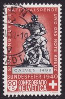 Bundesfeier SBK-Nr. 5 (Calven dunkelrot 1940) gestempelt