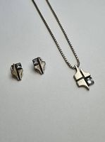 Schmuckset Bergkristall Silber: Halskette, Ohrclips