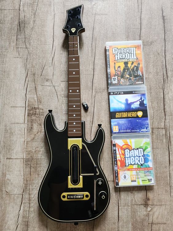 Sony Playstation 3 Guitar Hero Gitarre u. 3x Guita hero game Kaufen