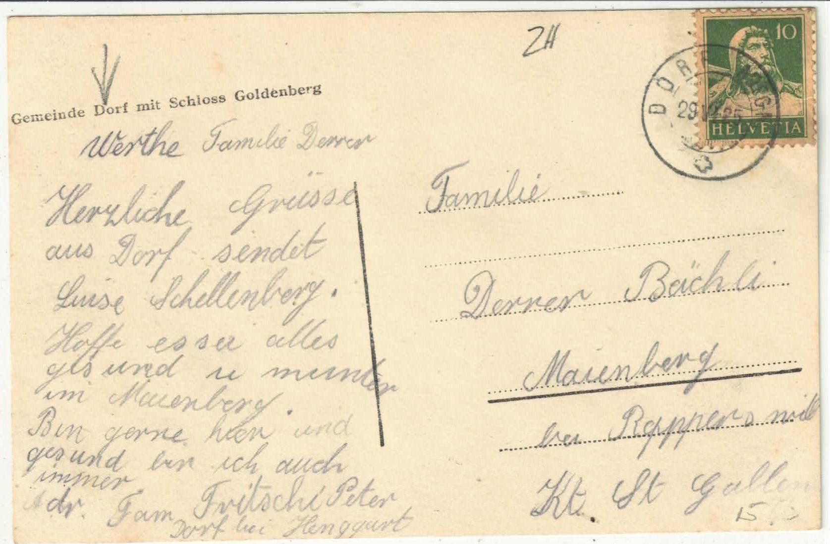 Cartes postales: Gemeinde Dorf ZH mit Schloss Goldenberg – D'occasion à Ettingen par Kartenplanet 1
