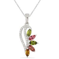 1,26 Carat Multi Turmalin Anhänger 925 Silber Collier Kette