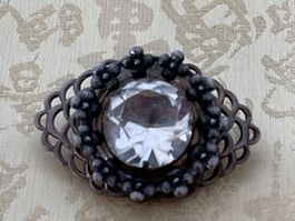 Rarität Brosche Vintage 1970 Neusilber Strass 2cm